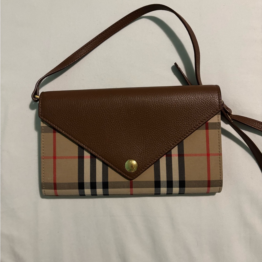 Burberry Brown And Tan Plaid Clutch